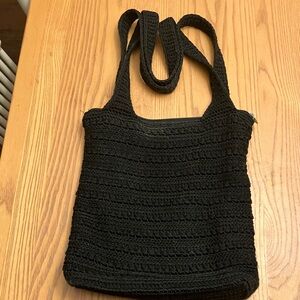 The Sak Classic Black Crochet Shoulder Bag
